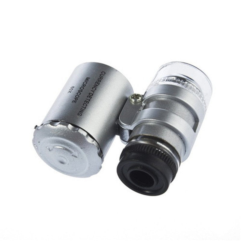 TRIXES Mini Pocket Microscope - 60X Jewelry Magnifier - LED Illuminated Magnifying Microscope | Compact LED magnifier for checking jewelry, stamps, coins and more