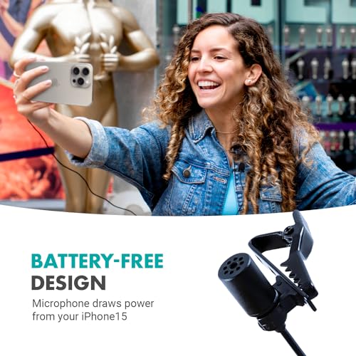 Movo uLav-L Digital Lavalier Omnidirectional Clip on Microphone with USB-C Connector Compatible with iPhone 15/16/17 and Up, iPad-Pro (20-Foot Cord) Single Lav with 20-foot Cord
