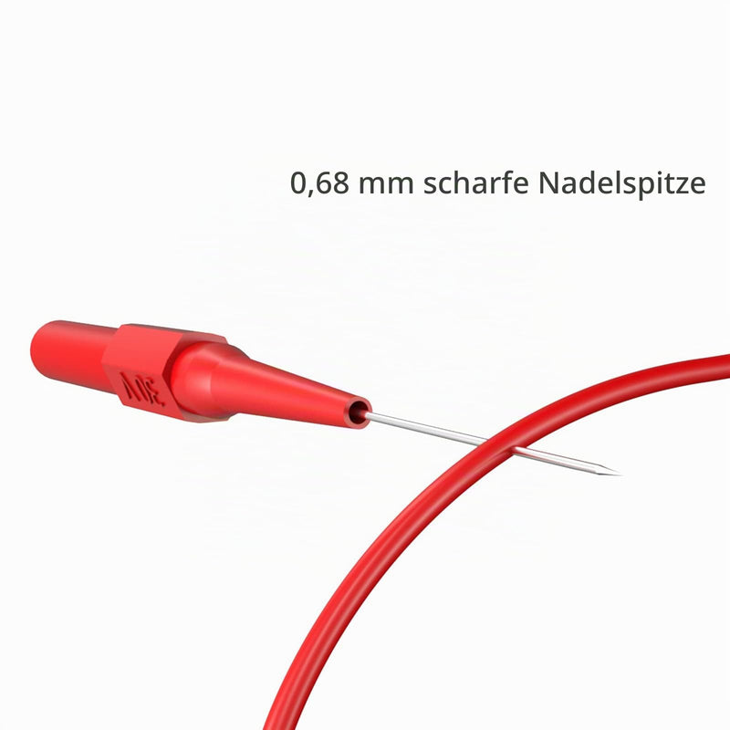 Automotive Industry Back Sample Pins, Red & Black, Pack of 4 | Durchsteck-Messspitzen für Multimeter, 4mm Buchse, 0.7mm Puncture Probe Nadel, 30V/10A, Für kleine IC Pins Elektronikprüfung Red-and-black 4 Stück