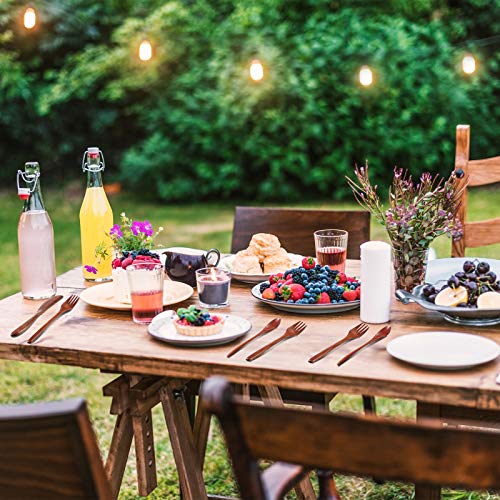 Geiserailie 24 Pcs Wooden Utensils for Eating Wooden Spoon Fork Knife Set