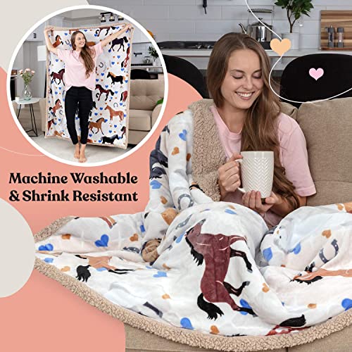 Horse Blanket for Girls, 50x60 Soft and Cozy Horse Throw Blanket for Girls