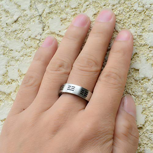 HIJONES Men's Stainless Steel Chinese Religious Taoism Bagua Yin Yang Rings Silver W