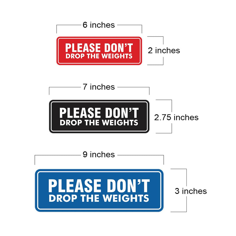 Signs ByLITA Standard Please Don't Drop The Weights Sign (Black) - Large 2 Pack 3 x 9" - Large (2 Pack) Black