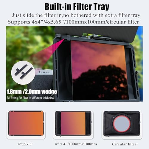 Fotga Mini Lightweight 4x4 4x5.65 Clip-on Lens Matte Box +15mm Rod Clamp for DSLR Mirrorless Camera A7 A7R A7S II III IV Z6 Z7 II R3 R5C M6 M50 GH6 BMPCC 4K 6K,Compatible 67mm 72mm 77mm 82mm Lens
