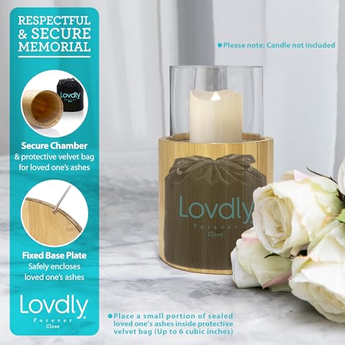 Cremation Urn for Human Ashes | Keepsake Urns for Adult & Pet Ashes | Decorative Urn Made from Premium Wooden Base with Glass Top. Candles Not Included (Wood, Small Bamboo)