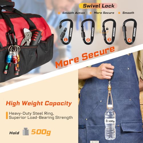 Geinxurn 25Pcs Magnetic Drill Bit Holder Keychain Set, 1/4" Hex Shank Quick-Change Bit Extension Aluminum Alloy Screwdriver Bit Holder, Incl. Step Drill, Screwdriver Bits, Sockets Adapter, Nut Driver 25pcs Bit Holder Keychain Set