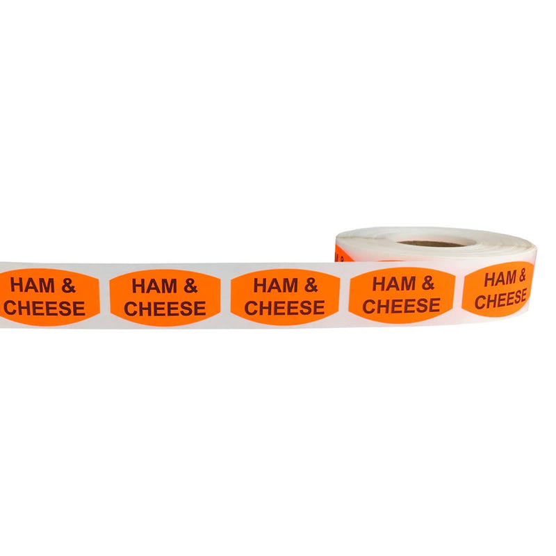 Ham and Cheese Grocery Store Food Labels .75 x 1.375 Inch Oval Shape 500 Total Adhesive Stickers (Pack of 2) 0.75 x 1.375" Oval (Pack of 2)