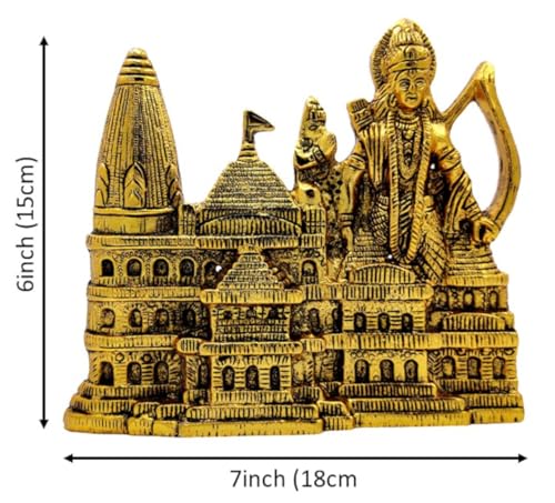 Purpledip Metal Idol Ayodhya Ram Mandir: Spiritual Statue Showpiece For Home Temple (12199)
