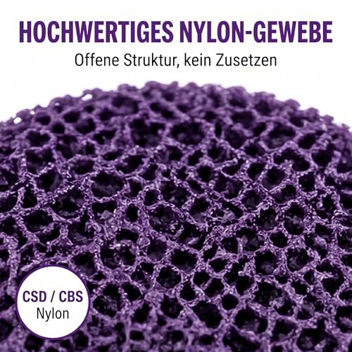 Woltersberger Pack of 5 Coarse Cleaning Discs Diameter 125 mm CSD Cleaning Fleece CBS Nylon Fabric Disc Purple for Angle Grinder Rust Remover for Flex