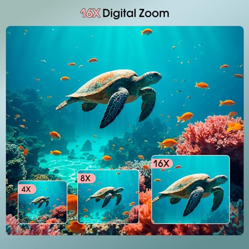 4K Underwater Camera, 64MP 16FT Waterproof Camera, 16GB Card, Pink