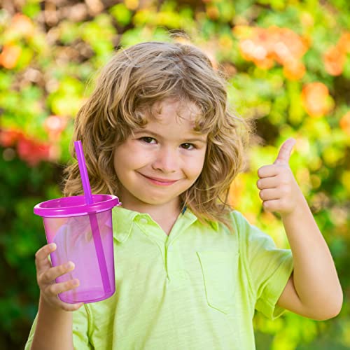 Nuanchu 24 Pcs Cups with Lids and Straws Reusable Tumbler Cups with Self Stickers Plastic Water Bottle Iced Coffee Travel Mug Adults Plastic for Party (Bright Colors) Bright Colors