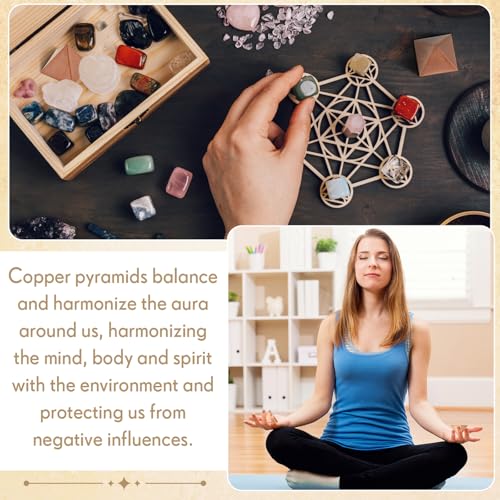 Lineshading Solid Copper Pyramid Purple Gold Giza Shaped for Meditation 1.25 Inch Meditation Pyramid for Balancing Reiki Chakras, Healing Body, Focused Recharging Positive Energy in Home Office