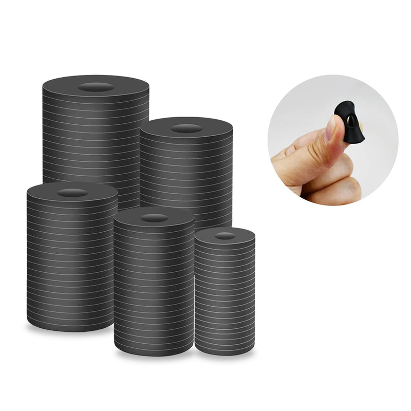 [Australia - AusPower] - 100 Pcs Black Flat Rubber Washers Assortment Kit, 16/18/20/25/30mm Heavy Duty Rubber Washers Rubber Grommet Vibration Damping Pads for Shower Head Garden Faucet Plumbing Washers Repair (5 Sizes) 