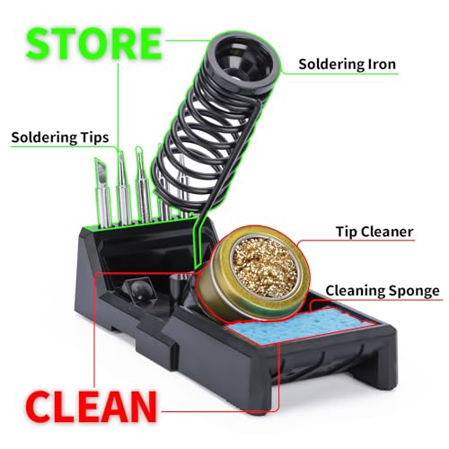 YIHUA 947-IX Soldering Iron Set with Adjustable Temperature Range 220~480°C, Power Switch, Temperature-Controlled ESD-Safe Soldering Set, 5 Soldering Tips for DIY Soldering, Replacement Soldering Iron Set (EU Plug)