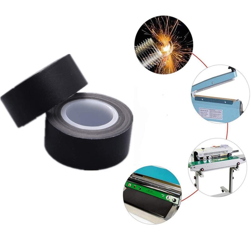 1Roll 10m Black/White PTFE Teflon Tape Nonstick Tape 500℉ High-Temp Fiberglass Adhesive Tape (Black, 2-inch x 33FT)