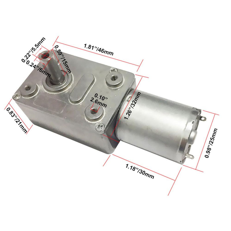 [Australia - AusPower] - 12V 3rpm DC Worm Gear Motor 25kg.cm High Torque Mini Turbine Worm Reducer Motor Self-Locking Micro Gear Motor Reversible (JGY-370 12V 3rpm) 