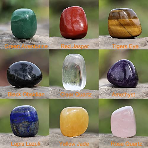 ZenQ Large Tumbled Stones and Crystals Set of 9, 25-35mm Polished