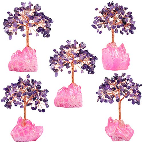 mookaitedecor Amethyst Crystal Tree & Guardian Angel Figurine Purple/Fuchsia & Purple