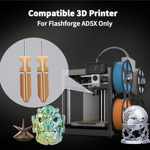 IdeaFormer 2x AD5X Nozzles - Bi-Metal Quick-Swap Hardened Steel Tip for Flashforge Adventurer 5X Printer (0.4mm) 0.4mm