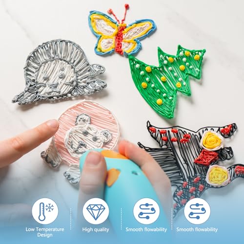 Pack of 300 3D Pen Filament for 3Doodlers Start Pen, 3D Printing Pens Refills 2.5 mm 30 Colours