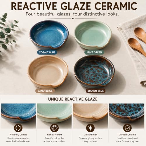Ceramic Spoon Rest Set of 4, 4.9-Inch Utensil Holder for Stove