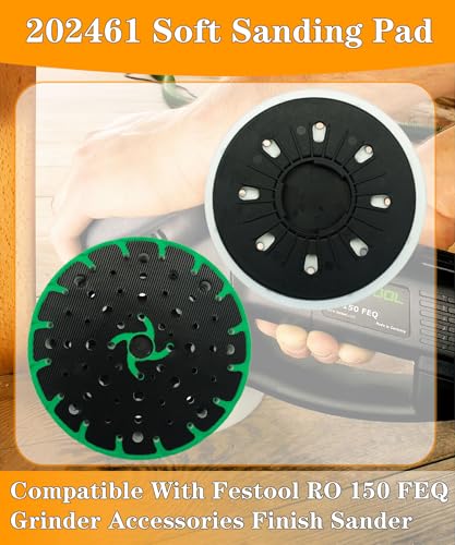 BTROVIA 6-inch soft sanding pad for Festool RO 150 FEQ sander, hook and loop disc in black