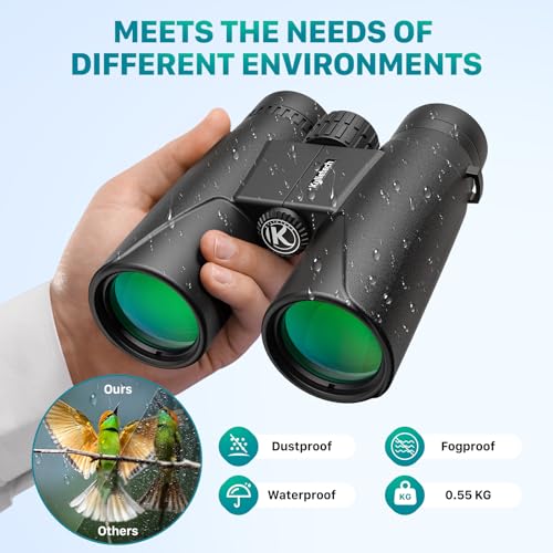 Kylietech 12x42 Binoculars BAK4 FMC Lens Waterproof Fogproof Phone Adapter