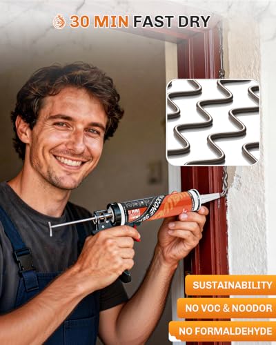 WELLUCK dark brown silicone caulk tube for waterproof sealing, matching walnut, mahogany, and dark wood finishes