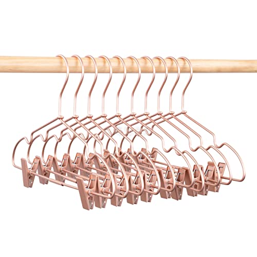 Metal Hangers Baby Clothes 12.5" Rose Gold Clips Hanger Children Kids Pants Hanger Display and Storage 10Pack 10