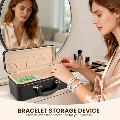 15-Slot Jewelry Organizer Box for Bracelets, PU Leather Bangle Display Case with Velvet Lining - Portable Storage for Retail, Travel, Gift (Wedding/Mothers Day/Valentines)
