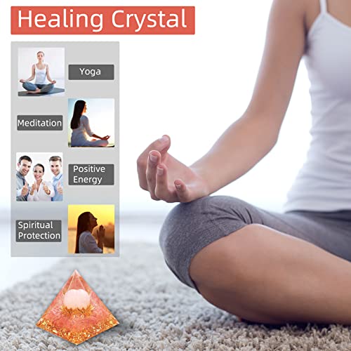 Hopeseed Orgone Pyramid Orgonite Healing Crystal Pyramid, Rose Quartz Rose Quartz Crystal