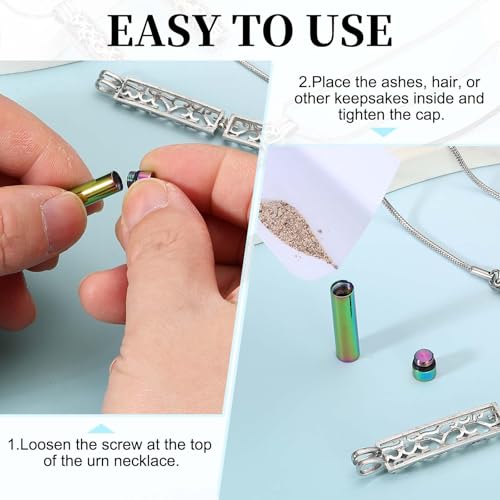 sourcing map Cylinder Urn Necklace, Hollow Cremation Jewelry Urn Necklace for Women Men Pet Black(Silver) 1