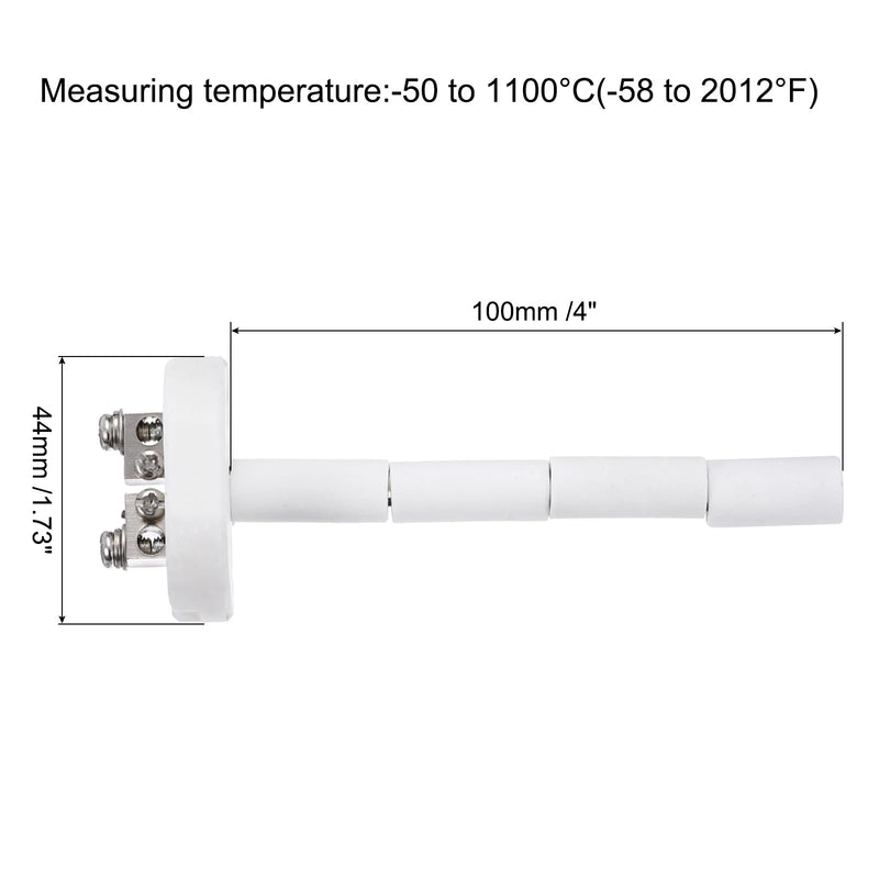 [Australia - AusPower] - MECCANIXITY 2Pcs 4" K Type Ceramic Kiln Furnace Probe Thermocouple Sensor for Muffle Furnace Oven, High Temperature 0 to 1100°C 1.5x100mm 