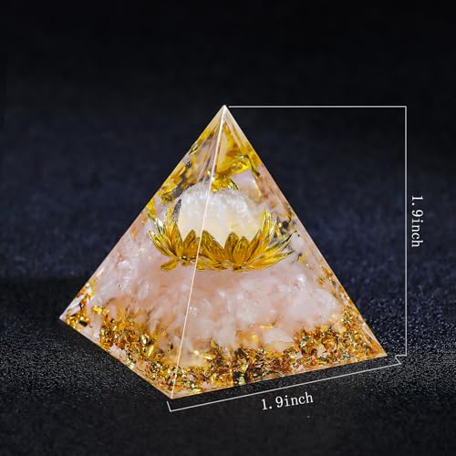 Orgone Pyramid Healing Crystals Set – Positive Energy Generator for Meditation, Focus & Emotional Balance. Home Office Spiritual Decor Gift (Rose Quartz) Rose Quartz