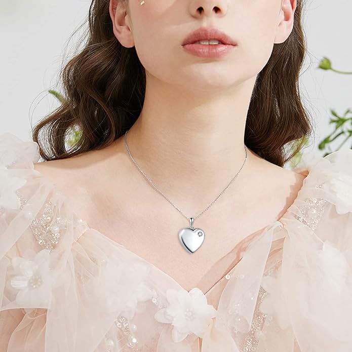 925 Sterling Silver Heart Urn Necklace for Ashes Memorial Keepsake Pendant