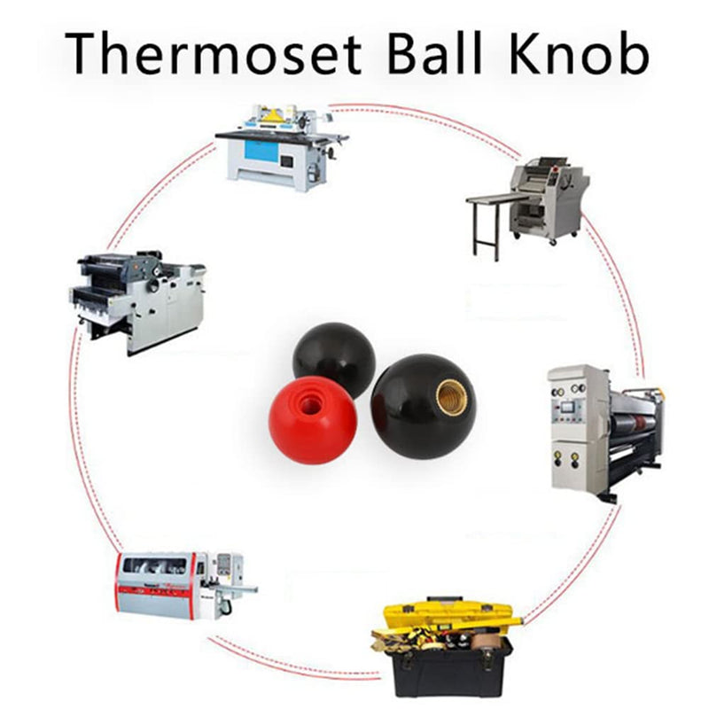 [Australia - AusPower] - Othmro 5Pcs Threaded Ball Knobs, 0.98Inch Dia 0.24Inch Thread M6 Female Thread Black Bakelite Handle Thermoset Ball Knob for Lawn Mowers Exercise Equipment Machinery Valves Spigots (BM6x25) 