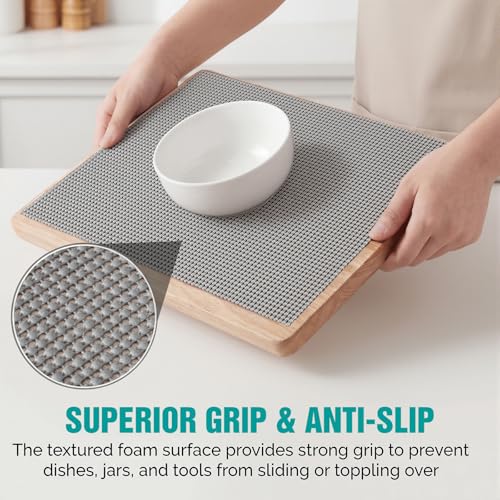 Drawer and Shelf Liner, Non-Adhesive Cabinet Liners for Kitchen Cupboard, Bathroom Drawers, Breathable Thick Mat, Easy Trim & Easy Clean, 17.5" x 20', Beige 17.5"W x 240"L