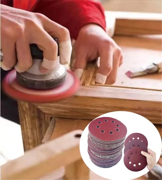 [Australia - AusPower] - Nutabevr Set of 80 Velcro Sandpaper, 8 Holes, Random Orbital Sanding Discs, Diameter 125 mm, Round Velcro for Random Orbital Sanders, Sanding Sheets Grit 40/60/80/100/120/180/240/320 