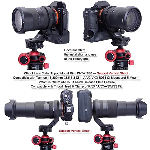 iShoot Tripod Mount Ring Lens Collar Compatible with Tamron 18-300mm f/3.5-6.3 Di III-A VC VXD B061 (X/E Mount), Lens Support Holder Bracket Bottom is Arca-Swiss Fit Quick Release Plate Dovetail