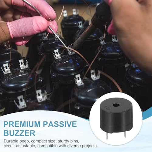sourcing map 50 Pcs Passive Buzzer DC 1.5-5V 12x8.5mm Electric Tone Buzzer Alarm Piezo Beep Sounder Continuous Sound Beep for Physics Circuits Alarm Safety Development Boards House Shop