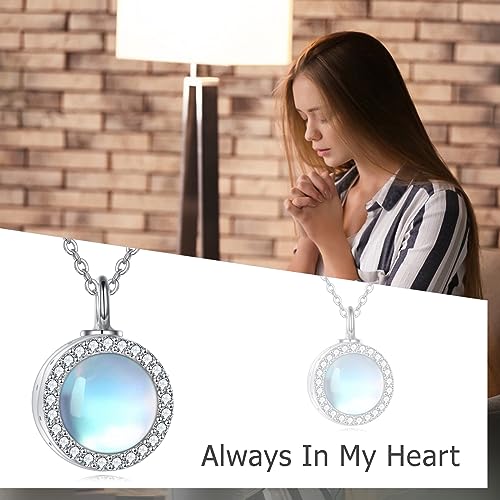 ONEFINITY Opal/Turquoise Urn Necklaces for Ashes Sterling Silver Opal Cremation Jewelry for Ashes Memory Jewelry for Women Moonstone