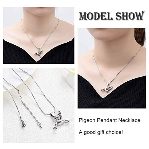 Hummingbird Cremation Jewelry Keepsake Stainless Steel Human Pet Urn Necklace for Ashes for Women Men Memorial Pendant Silver