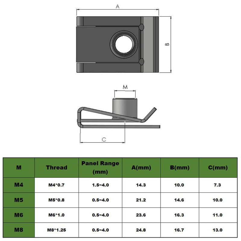 [Australia - AusPower] - M4 M5 M6 M8 Stainless Steel Chimney Nuts U Nuts Spire Clips Nuts Speed Clips Clip on Nuts 160Pcs 