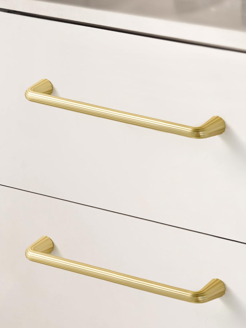 5 Pack Gold Cabinet Pulls 6.3" Hole Center Brushed Brass Drawer Pulls Bathroom Dresser Handles Hardware Zinc Alloy Pull - 6-5/16 Inch Hole Center Brushed Gold 5