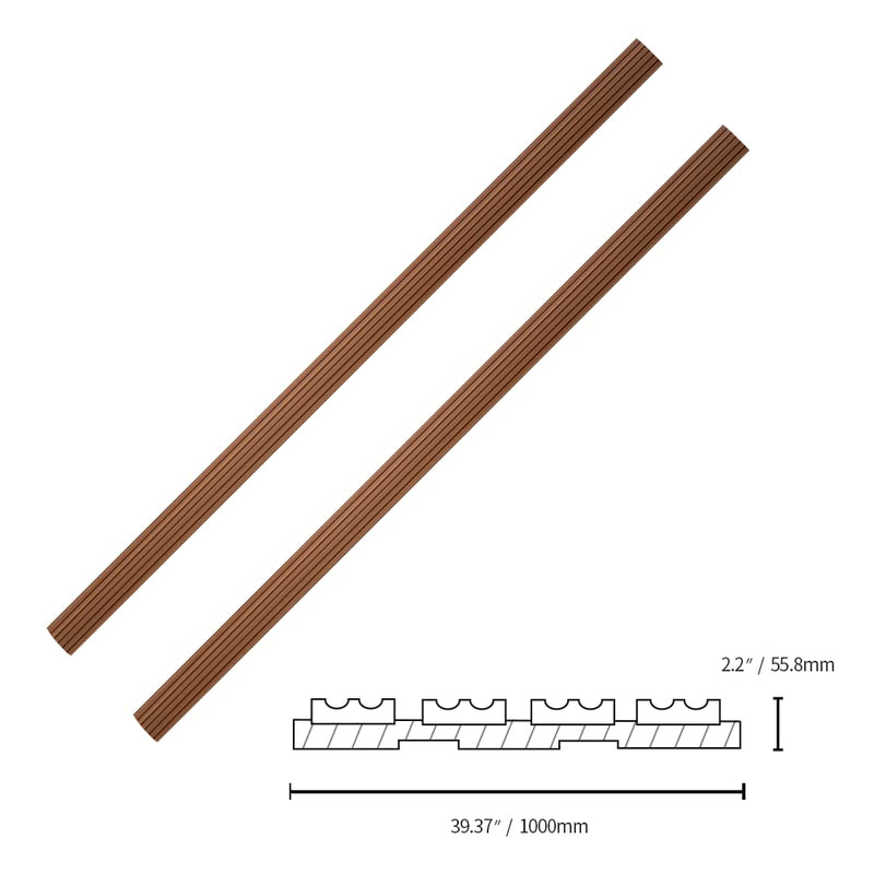 Anti Slip Treads for Stairs Outdoor Indoor (39inch 2Pcs Light Brown) Non Slip Stair Rubber bar for Steps Outdoor Non Skid Stairs Rubber Bar Water Proof self-extinguishing