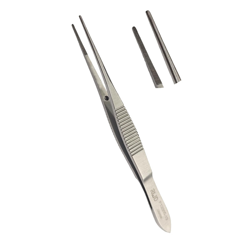 [Australia - AusPower] - RWD IRIS Dressing Forceps 4", Martensitic Stainless Steel Medical Tweezers, 1mm Width Serrated Straight Tip, Micro Forceps Tweezer, Surgical Tweezer for High-Precision Handling (F12005-10) 4'' (F12005-10) 