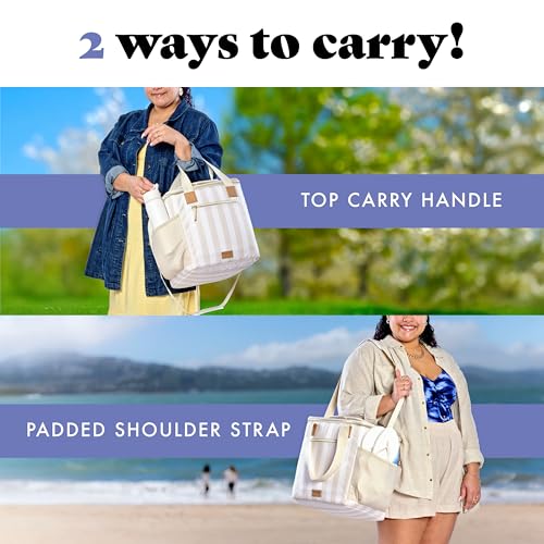 Fit & Fresh Regatta insulated soft cooler bag with 24-can capacity, featuring a Pina Colada design, ideal for keeping drinks cold.