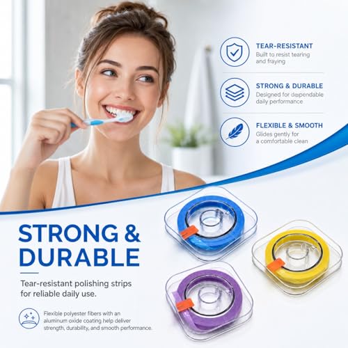 QLK Tooth Sandpaper, 3 Volumes, Tooth Polishing Strips for Cleaning Between Teeth, Safe, Durable and Easy to Use, 3 Specifications