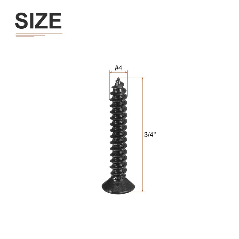 DTGN 1000Pcs #4x3/4 Flat Head Wood Screws, 304 Stainless Steel Phillips Self Tapping Screws - Good for Woodworking, Furniture - Black #4x3/4" 1000