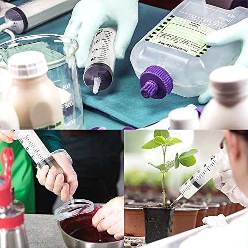 Large Syringe 200 ml with Hose and Stopper | Plastic Syringe Reusable Liquid Syringe for Laboratory, Industrial, Garden and Pet Feeding, White